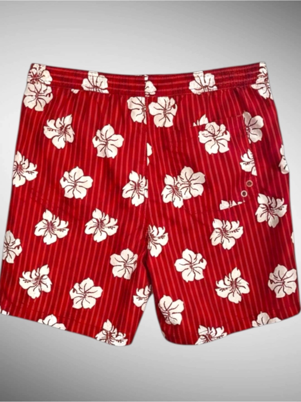 Chaps Ralph Lauren Red Hawaiian Floral Swim Trunks Men’s Large